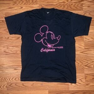 Vintage 1980s Velva Sheen Disney Mickey Mouse California black/pink t-shirt XL